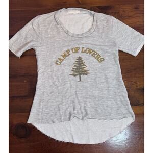 Camp Of Lovers Short Sleeve Sweatshirt Top A Fine Line Gray Cut Off Hem XS